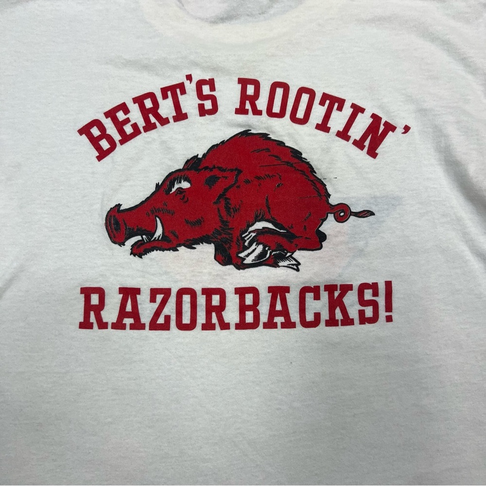 Vintage AR Razorback shirt mens XL white Bert’s rootin 90s streetwear retro‎ - Picture 2 of 13